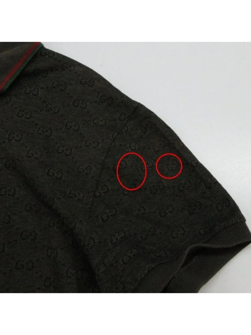Gucci Polo Shirt Short Sleeve GG Logo Jacquard Line Kanoko Top Khaki